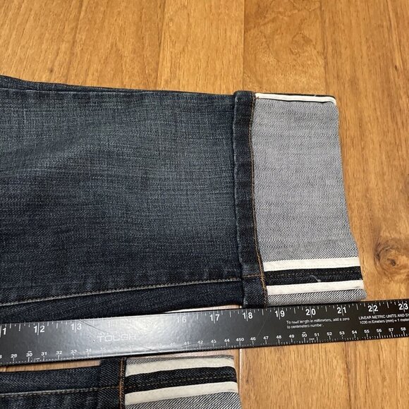 Vintage Talbots Womens Stretch Denim Blue Jean Capris Size 8 Cuffed Selvage Hem - Picture 9 of 15